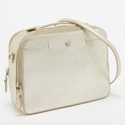 Pre Owned Loro Piana Metallic Gold Leather Mini Clui Crossbody Bag