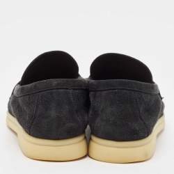 Pre Owned Loro Piana Black Suede Summer Charms Walk Loafers Size 38
