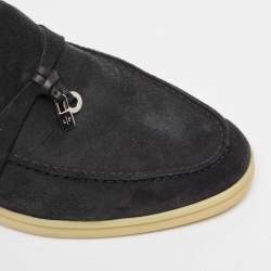 Pre Owned Loro Piana Black Suede Summer Charms Walk Loafers Size 38