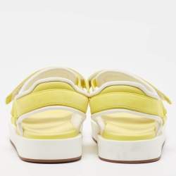 Loro Piana Yellow/White Suede and Fabric Waikiki Sandals Size 37