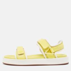 Loro Piana Yellow/White Suede and Fabric Waikiki Sandals Size 37