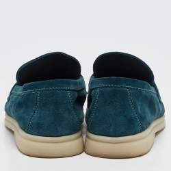 Pre Owned Loro Piana Blue Suede Summer Charms Loafers Size 36