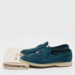 Pre Owned Loro Piana Blue Suede Summer Charms Loafers Size 36
