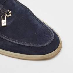 Pre Owned Loro Piana Navy Blue Suede Summer Charms Walk Loafers Size 36