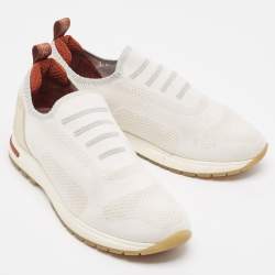 Loro Piana White Knit Fabric 360 Flexy Walker Sneakers Size 37