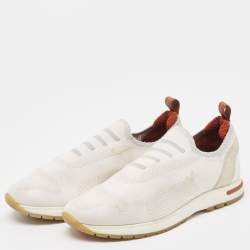 Loro Piana White Knit Fabric 360 Flexy Walker Sneakers Size 37