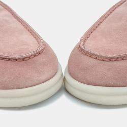 Pre Owned Loro Piana Pink Suede Mules Size 36