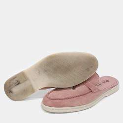 Pre Owned Loro Piana Pink Suede Mules Size 36