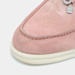 Pre Owned Loro Piana Pink Suede Mules Size 36