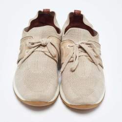 Loro Piana Beige Suede and Fabric Lady Flexy Walk Low Top Sneakers Size 38.5