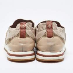 Loro Piana Beige Suede and Fabric Lady Flexy Walk Low Top Sneakers Size 38.5