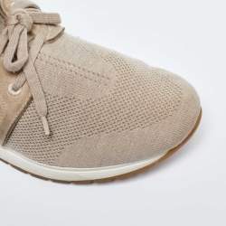 Loro Piana Beige Suede and Fabric Lady Flexy Walk Low Top Sneakers Size 38.5