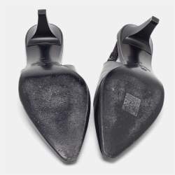 Pre Owned Loro Piana Black Leather Rebecca Pointed Toe Slingback Pumps Size 39