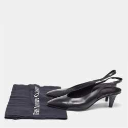 Pre Owned Loro Piana Black Leather Rebecca Pointed Toe Slingback Pumps Size 39