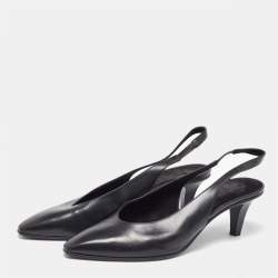 Pre Owned Loro Piana Black Leather Rebecca Pointed Toe Slingback Pumps Size 39