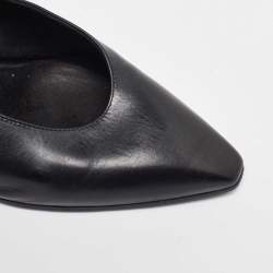 Pre Owned Loro Piana Black Leather Rebecca Pointed Toe Slingback Pumps Size 39