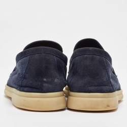 Pre Owned Loro Piana Navy Blue Suede Summer Charms Walk Loafers Size 39.5