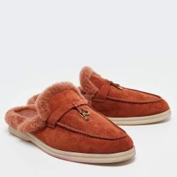 Pre Owned Loro Piana Brown Suede Charms Walk Babouche Mules Size 37