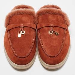 Pre Owned Loro Piana Brown Suede Charms Walk Babouche Mules Size 37