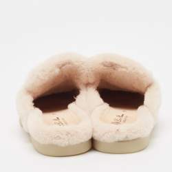 Pre Owned Loro Piana Peach Suede Babouche Charms Walk Flat Mules Size 37