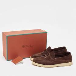 Pre Owned Loro Piana Brown Suede Summer Charms Walk Loafers Size 39.5
