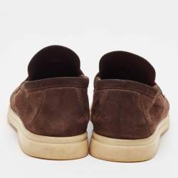 Pre Owned Loro Piana Brown Suede Summer Charms Walk Loafers Size 39.5