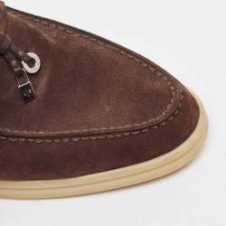 Pre Owned Loro Piana Brown Suede Summer Charms Walk Loafers Size 39.5