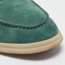 Pre Owned Loro Piana Green Suede Summer Charms Walk Loafers Size 39.5