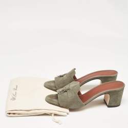 Pre Owned Loro Piana Green Suede Summer Charms Walk Slide Sandals Size 39