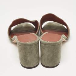 Pre Owned Loro Piana Green Suede Summer Charms Walk Slide Sandals Size 39