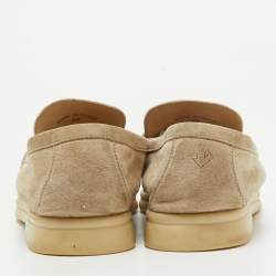 Pre Owned Loro Piana Beige Suede Summer Charms Walk Slip On Loafers Size 39
