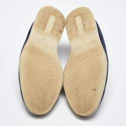 Pre Owned Loro Piana Navy Blue Suede Open Walk Chukka Boots Size 38.5