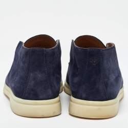Pre Owned Loro Piana Navy Blue Suede Open Walk Chukka Boots Size 38.5