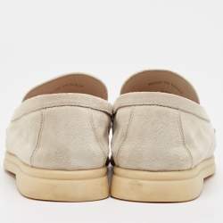 Pre Owned Loro Piana Grey Suede Summer Charms Walk Loafers Size 38.5