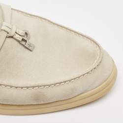 Pre Owned Loro Piana Grey Suede Summer Charms Walk Loafers Size 38.5