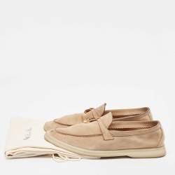 Pre Owned Loro Piana Brown Suede Summer Charms Walk Loafers Size 40.5