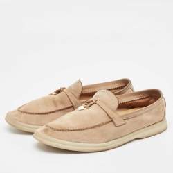 Pre Owned Loro Piana Brown Suede Summer Charms Walk Loafers Size 40.5