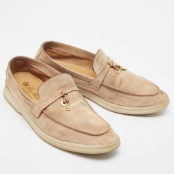 Pre Owned Loro Piana Brown Suede Summer Charms Walk Loafers Size 40.5