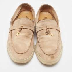 Pre Owned Loro Piana Brown Suede Summer Charms Walk Loafers Size 40.5