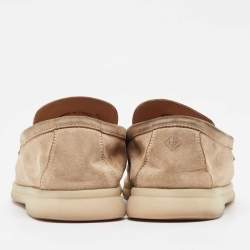 Pre Owned Loro Piana Brown Suede Summer Charms Walk Loafers Size 40.5
