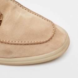 Pre Owned Loro Piana Brown Suede Summer Charms Walk Loafers Size 40.5