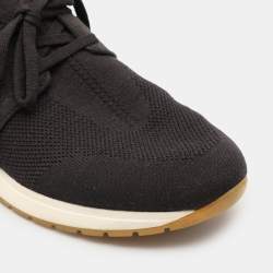 Pre Owned Loro Piana Black Knit Fabric and Leather 360 LP Flexy Walk Sneakers Size 39