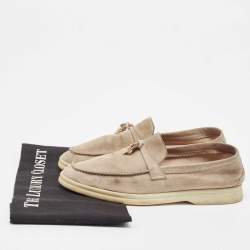 Pre Owned Loro Piana Beige Suede Summer Charms Walk Loafers Size 36.5