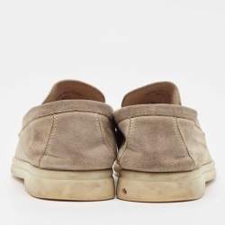Pre Owned Loro Piana Beige Suede Summer Charms Walk Loafers Size 36.5