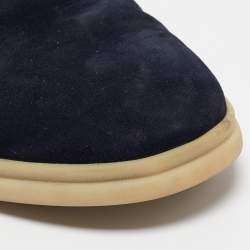 Pre Owned Loro Piana Navy Blue Suede Cocoon Walk Loafers Size 35