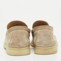 Pre Owned Loro Piana Beige Suede Summer Charms Walk Loafers Size 38