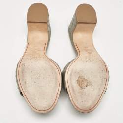 Pre Owned Loro Piana Grey Ostrich Leather Summer Charms Slide Sandals Size 40