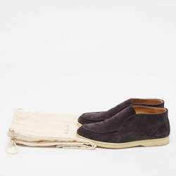 Pre Owned Loro Piana Black Suede Open Walk Ankle Length Boots Size 36.5