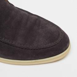 Pre Owned Loro Piana Black Suede Open Walk Ankle Length Boots Size 36.5