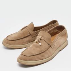 Pre Owned Loro Piana Beige Suede Summer Charms Walk Loafers Size 38